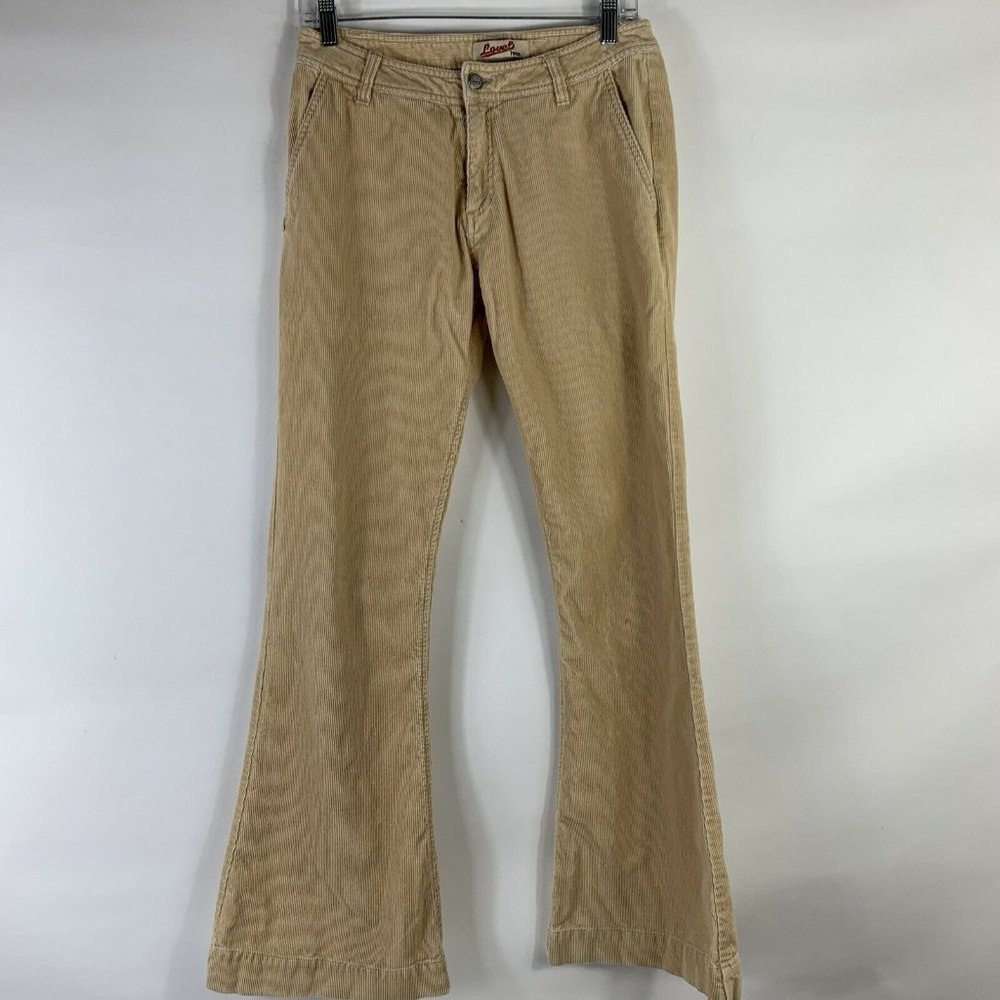 Hooch Love 5 Pants Women's Size 10 Mid Rise Corduroy Flare 100% Cotton Light Tan